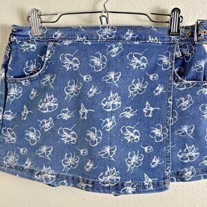 Levi's Signature Denim Floral Skort Girl's Size 16 Blue Jean Y2K Flower Print